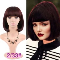 Short Straight Cosplay Costumes Bob Wig with Bangs - Brown Synthetic