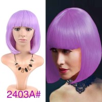 Short Straight Cosplay Costumes Bob Wig with Bangs - Purple Synthetic