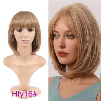 Short Straight Cosplay Costumes Bob Wig with Bangs - Yellow Synthetic