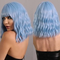 Natural Wave Hair Synthetic Daily Party High Short Straight Bob Wigs - Blue Synthetic