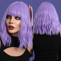 Natural Wave Hair Synthetic Daily Party High Short Straight Bob Wigs - Purple Synthetic