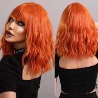 Natural Wave Hair Synthetic Daily Party High Short Straight Bob Wigs - Orange Synthetic