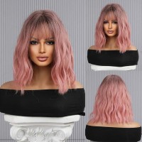 Natural Wave Hair Synthetic Daily Party High Density Heat Resistant Short Wigs - Pink Synthetic