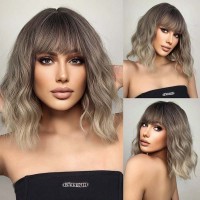 Natural Wave Hair Synthetic Daily Party High Density Heat Resistant Short Wigs - Yellow Synthetic