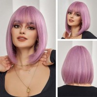 Natural Wave Hair Synthetic Daily Party High Density Heat Resistant Short Wigs - Pink Synthetic