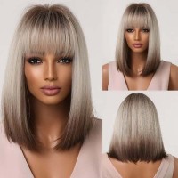 Natural Wave Hair Synthetic Daily Party High Density Heat Resistant Short Wigs - Yellow Synthetic