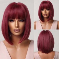 Natural Wave Hair Synthetic Daily Party High Density Heat Resistant Short Wigs - Red Synthetic