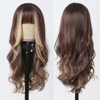  Natural Wavy Hair Synthetic Daily Party High Long Bob Wigs - Brown Synthetic