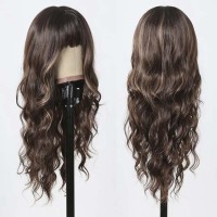 Natural Wavy Hair Synthetic Daily Party High Long Bob Wigs - Brown Synthetic
