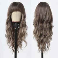  Natural Wavy Hair Synthetic Daily Party High Long Bob Wigs - Brown Synthetic