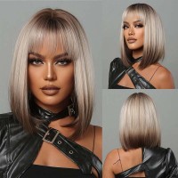 Natural Wave Hair Synthetic Daily Party High Density Heat Resistant Short Wigs - Yellow Synthetic