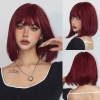 Natural Wave Hair Synthetic Daily Party High Density Heat Resistant Short Wigs - Red Synthetic