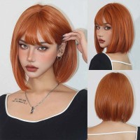 Natural Wave Hair Synthetic Daily Party High Density Heat Resistant Short Wigs - Orange Synthetic