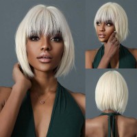 Natural Wave Hair Synthetic Daily Party High Density Heat Resistant Short Wigs - Yellow Synthetic