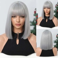 Natural Wave Hair Synthetic Daily Party High Short Straight Bob Wigs - Pink Synthetic