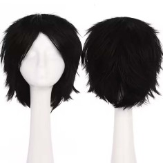 Short Cosplay Costumes Party Wig - Black Synthetic