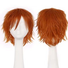 Short Cosplay Costumes Party Wig - Dark Orange Synthetic