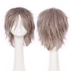 Short Cosplay Costumes Party Wig - Silver Grey Synthetic