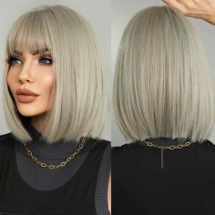 Natural Wave Hair Synthetic Daily Party High Short Straight Bob Wigs - Yellow Synthetic