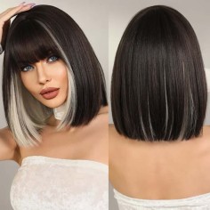 Natural Wave Hair Synthetic Daily Party High Short Straight Bob Wigs - Brown Synthetic
