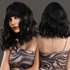 Natural Wave Hair Synthetic Daily Party High Short Straight Bob Wigs - Black Synthetic