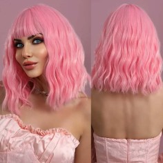 Natural Wave Hair Synthetic Daily Party High Short Straight Bob Wigs - Pink Synthetic