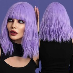 Natural Wave Hair Synthetic Daily Party High Short Straight Bob Wigs - Purple Synthetic