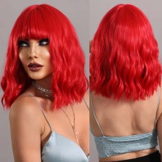 Natural Wave Hair Synthetic Daily Party High Short Straight Bob Wigs - Red Synthetic