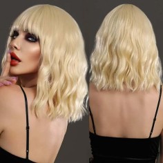 Natural Wave Hair Synthetic Daily Party High Short Straight Bob Wigs - Yellow Synthetic