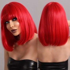 Natural Wave Hair Synthetic Daily Party High Short Straight Bob Wigs - Red Synthetic
