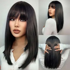 Natural Wave Hair Synthetic Daily Party High Density Heat Resistant Short Wigs - Black Synthetic