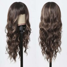  Natural Wavy Hair Synthetic Daily Party High Long Bob Wigs - Brown Synthetic