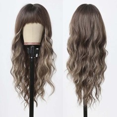  Natural Wavy Hair Synthetic Daily Party High Long Bob Wigs - Brown Synthetic