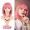 Short Straight Cosplay Costumes Bob Wig with Bangs - Pink Synthetic