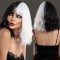 Natural Wave Hair Synthetic Daily Party High Short Straight Bob Dalmatians Cruella Wigs - Black White Synthetic
