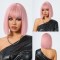 Natural Wave Hair Synthetic Daily Party High Density Heat Resistant Short Wigs - Pink Synthetic