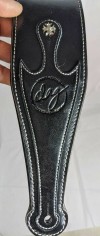 Top Quality Thick Soft Padded Leather Strap for Guitar and Bass - Black