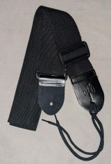 Nylon Guitar and Bass Strap with Genuine Leather Ends - Black
