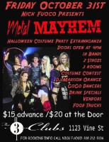 Metal Mayhem - Friday October 31st, 2025  at 3 Clubs, Hollywood