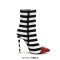 Halloween Cruella Beetlejuice Zebra Stripe Red Pointed Rivet Toe Stiletto 5 Inches Heels Booties