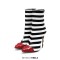 Halloween Cruella Beetlejuice Zebra Stripe Red Pointed Rivet Toe Stiletto 5 Inches Heels Booties